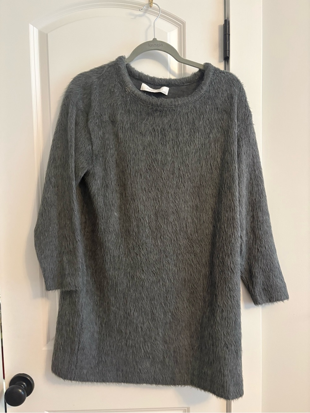 Zara Collection Gray Fuzzy Knit Top
